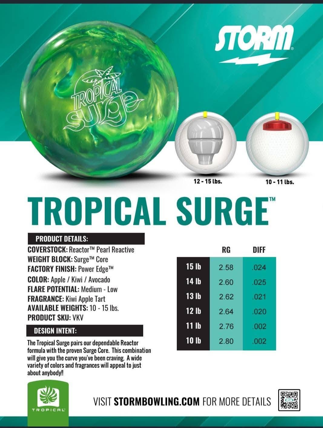 Storm Tropical Surge bowling ball, gold and bronze pearl