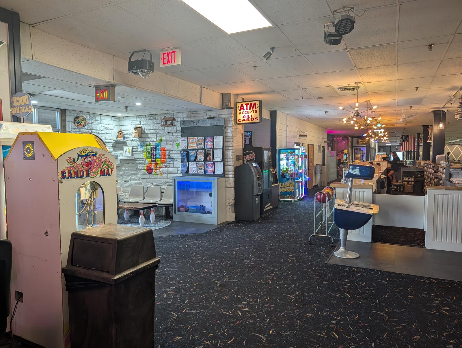 The front desk, arcade and lobby at Westbrook Lanes in Brooklawn, NJ